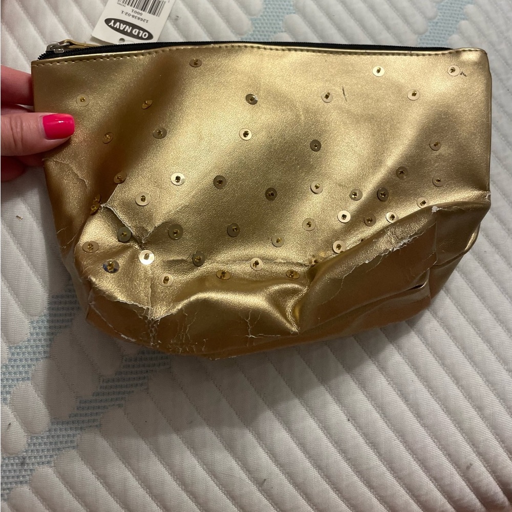 Never used y2k vintage gold sparkly old navy makeup case